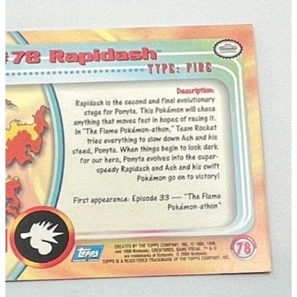 Rapidash Pokemon Card Topps #78 TV Animation Edition Series Blue Logo - Picture 4 of 5